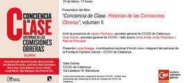 Barcelona: presentación de 'Conciencia de Clase. Historias de las Comisiones Obreras' volumen II